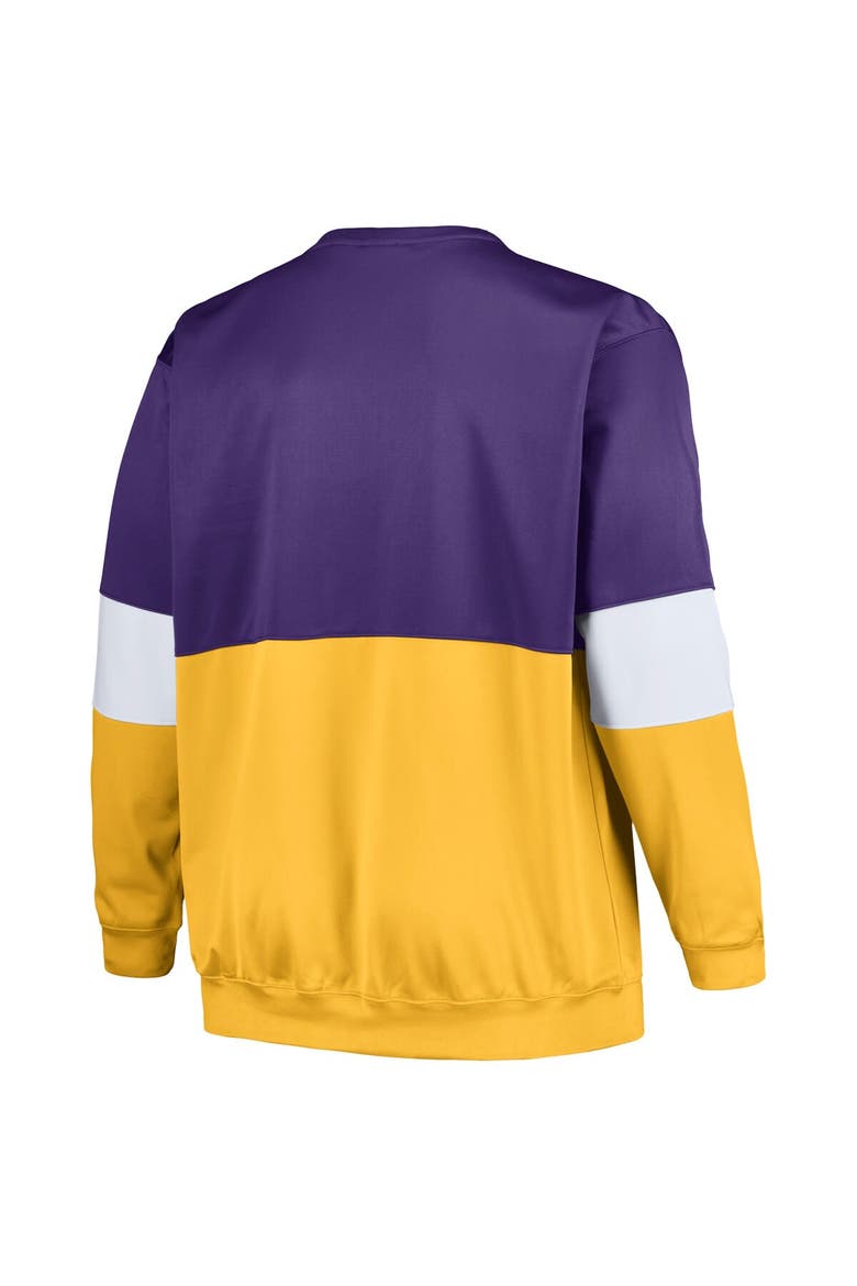 Men's Fanatics Branded Purple/Gold Los Angeles Lakers Big & Tall Split Pullover Sweatshirt, Alternate, color, Purple