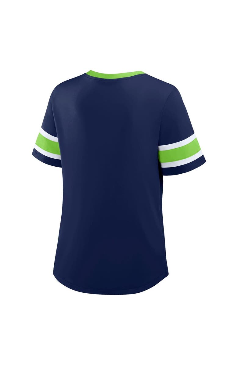 FANATICS Women's Fanatics College Navy Seattle Seahawks Redzone Draw Play Athena Lace-Up T-Shirt, Alternate, color, College Navy