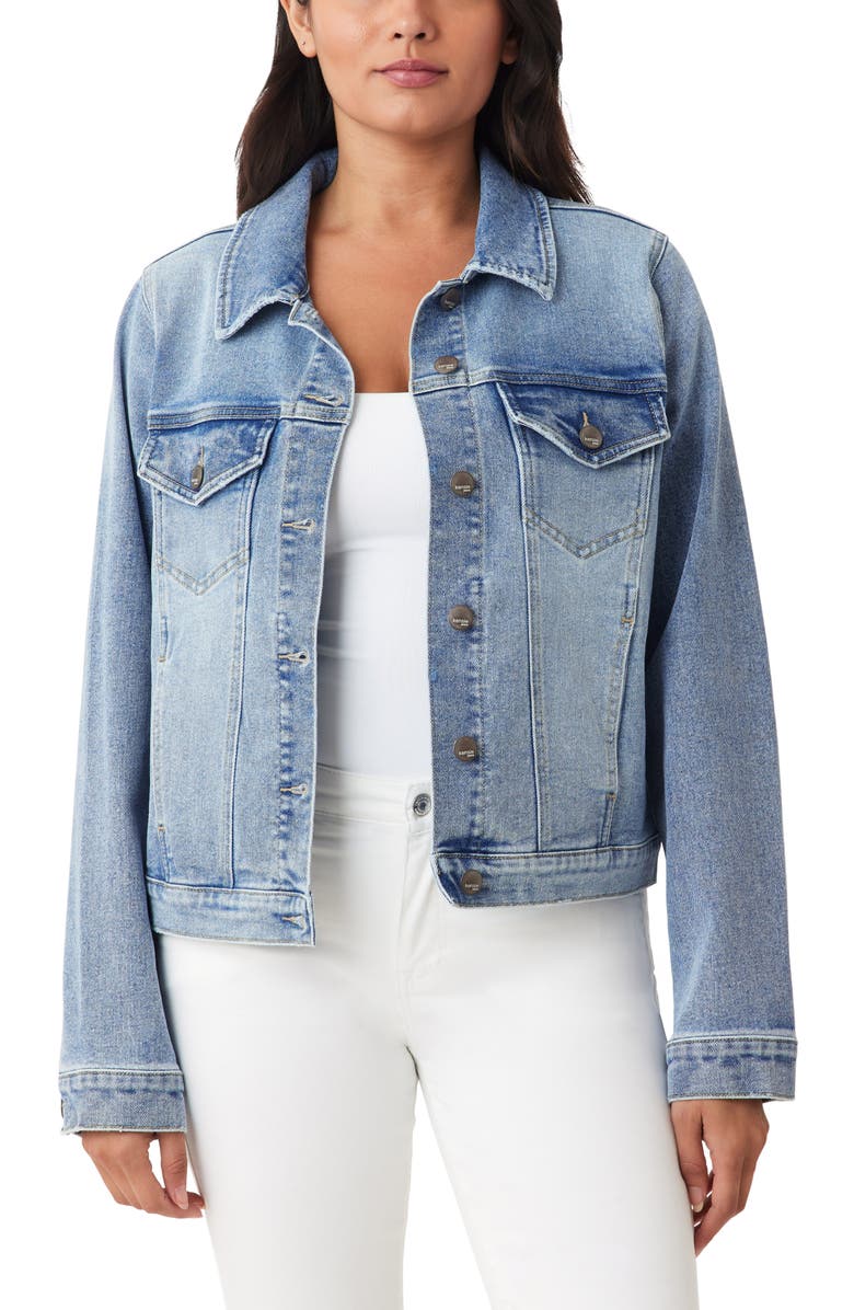 Kensie New Forever Crop Denim Jacket, Alternate, color, Marina