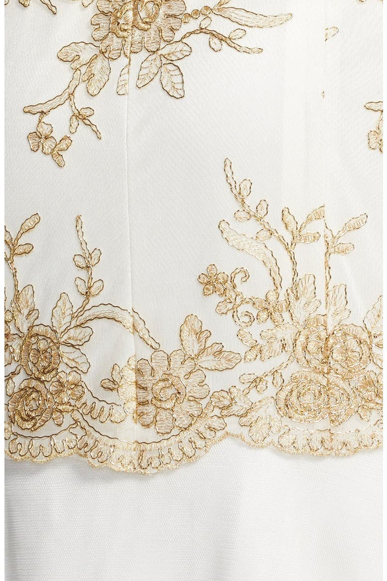 Embroidered Mermaid Gown, Alternate, color, IVORY /GOLD