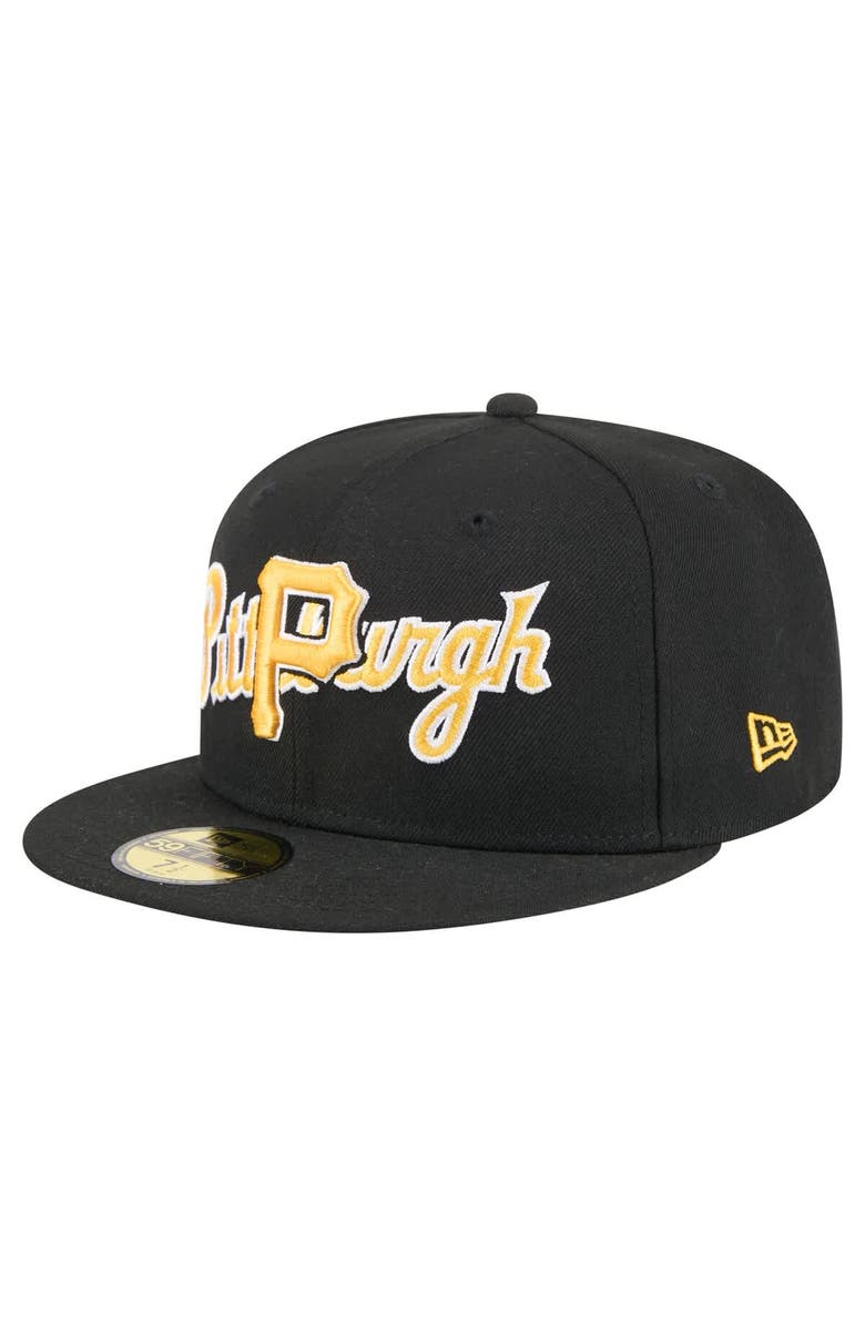 New Era Men's New Era Black Pittsburgh Pirates Overlap 59FIFTY Fitted Hat, Main, color, Black