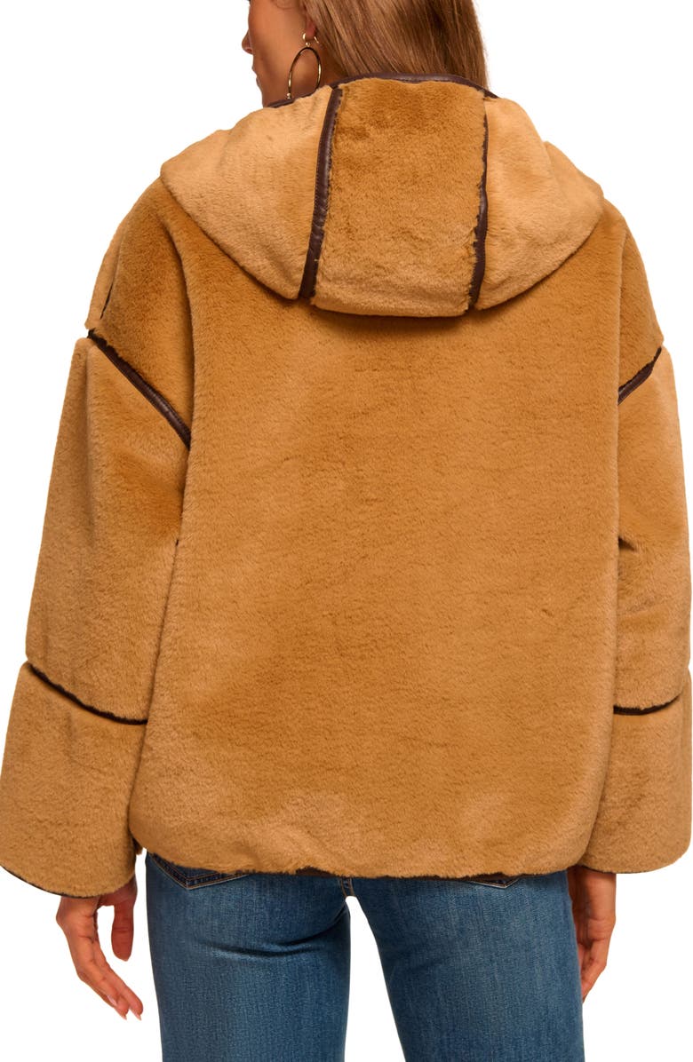 Ramy Brook Lucy Reversible Faux Shearling Hooded Jacket, Alternate, color, Camel