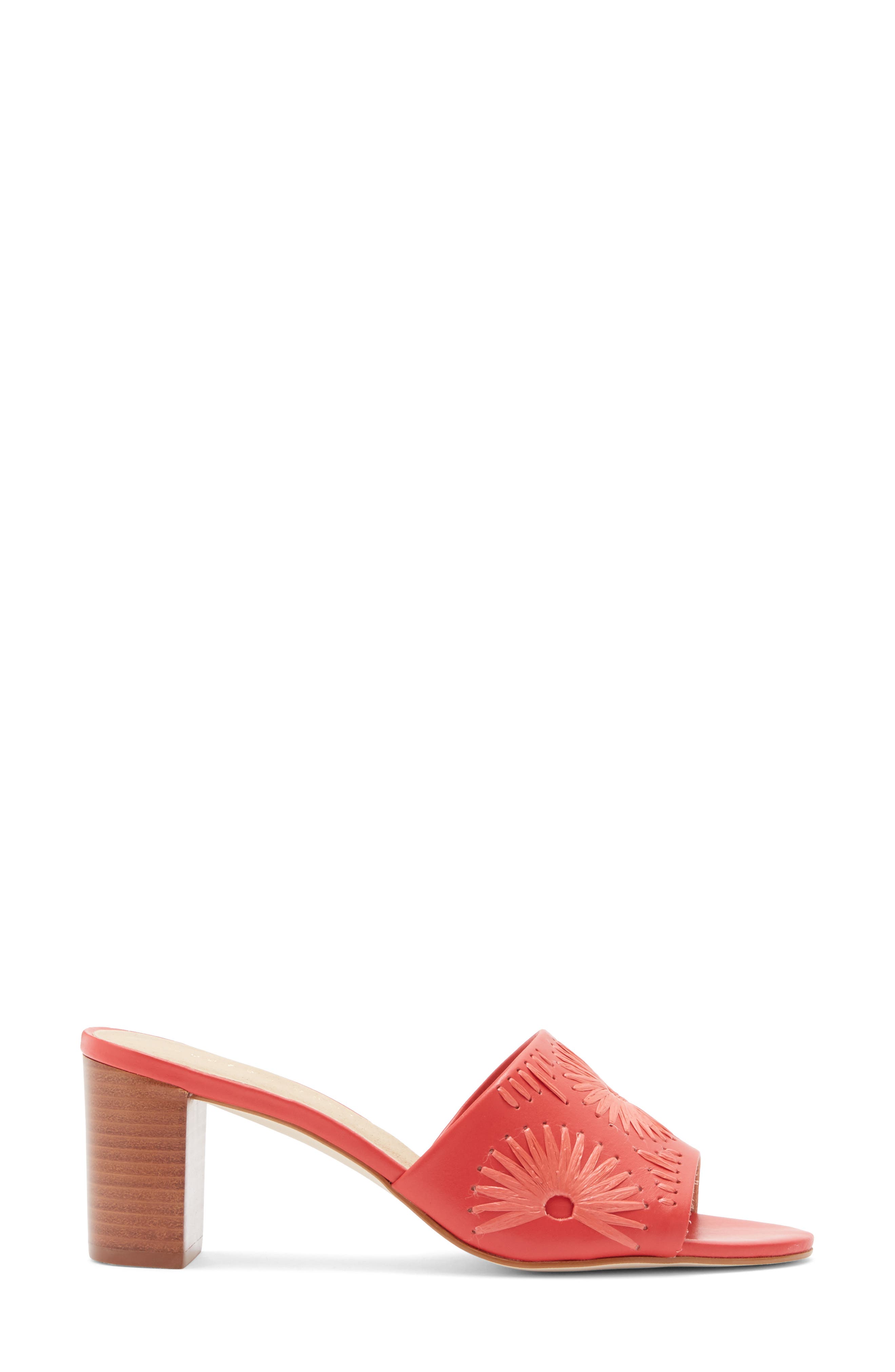 Susie Raffia Stitched Slide Sandal, Alternate, color, FIRE RED/ FIRE RED