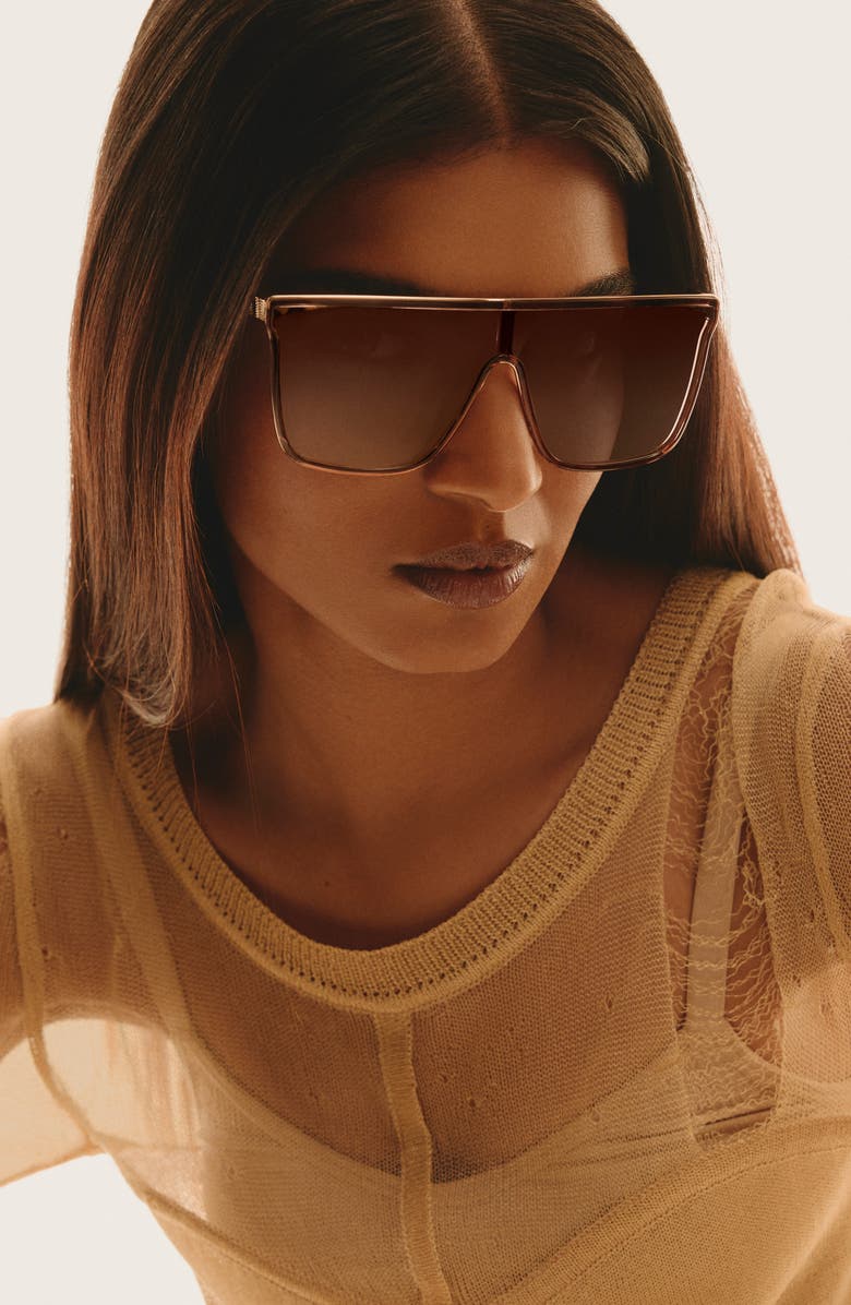 QUAY Nightfall Remixed 138mm Shield Sunglasses, Alternate, color, Doe/ Brown Fawn