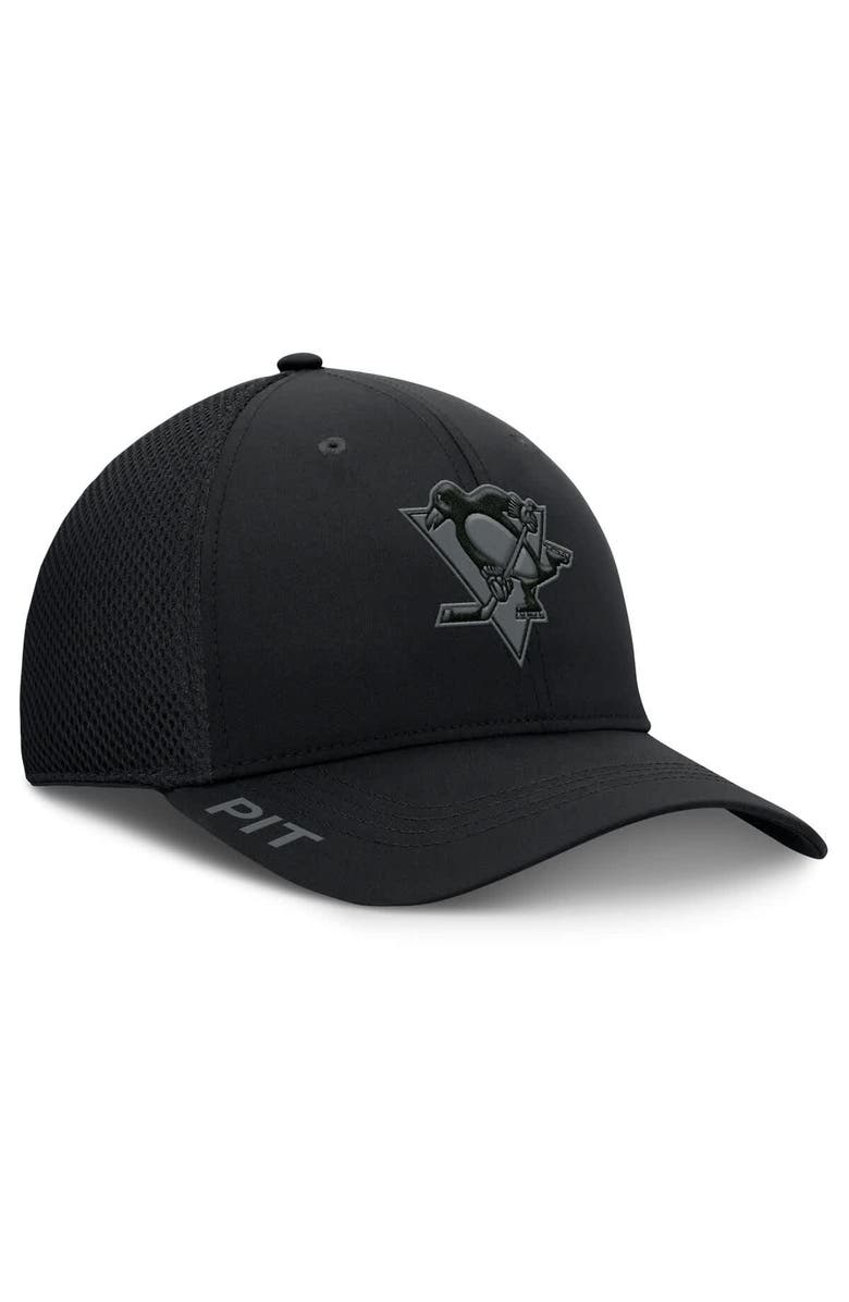 FANATICS Men's Fanatics Black Pittsburgh Penguins Authentic Pro Road Flex Hat, Alternate, color, Black