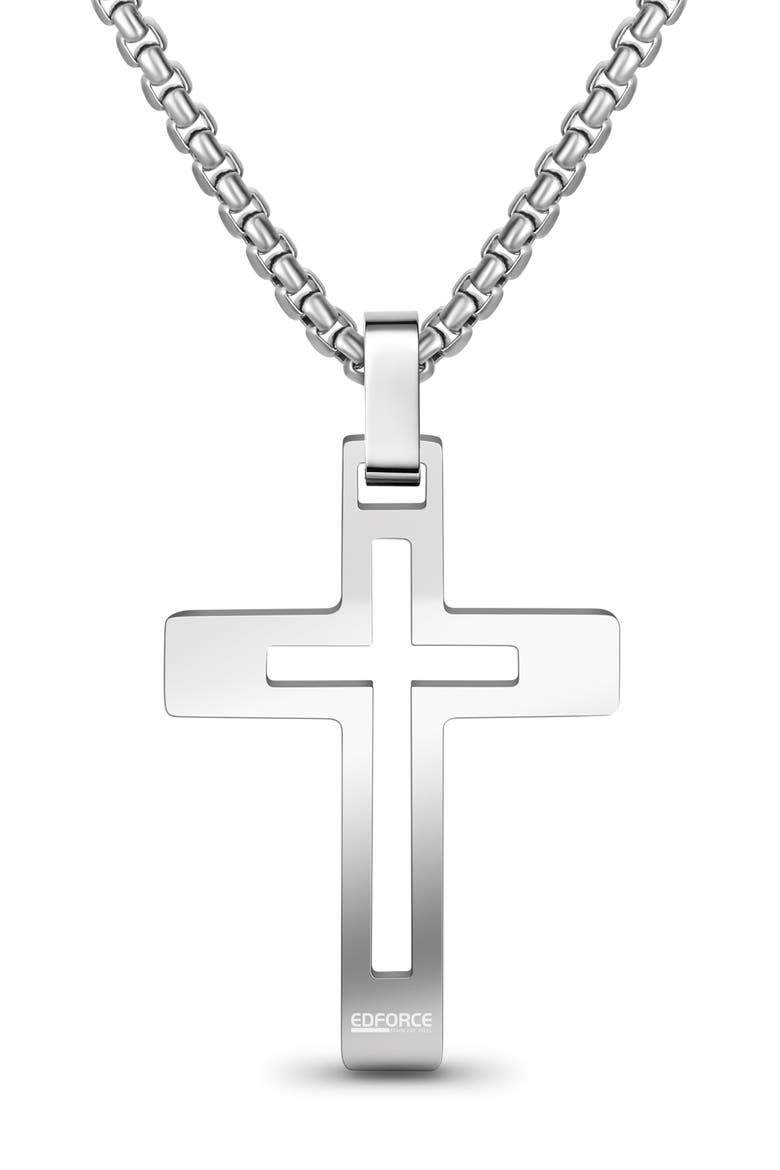 Cut Out Cross Pendant Necklace, Alternate, color, SILVER