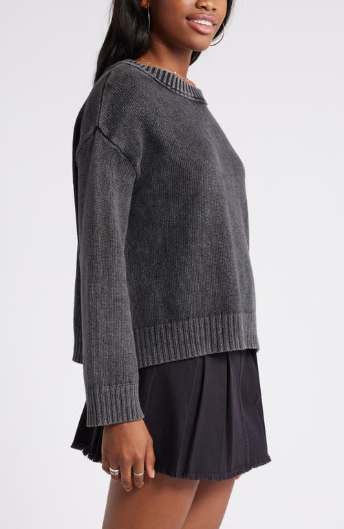 Bp. Acid Wash Oversize Cotton Sweater In Black