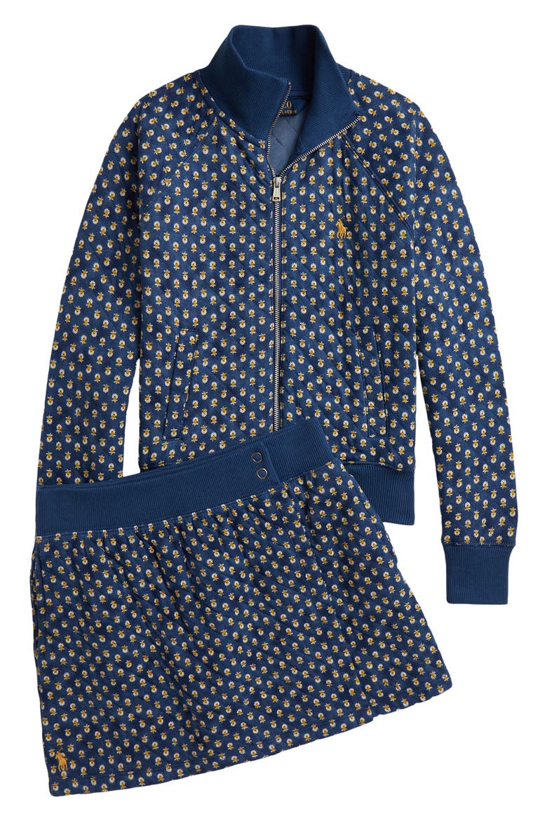 Kids' Quilted Jacquard Knit Zip Sweatshirt, Alternate, color, GREEN/BLUE