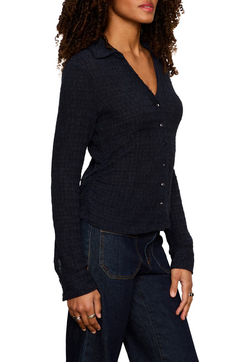 Juno Textured Button-Up Top, Alternate, color, NAVY BLAZE