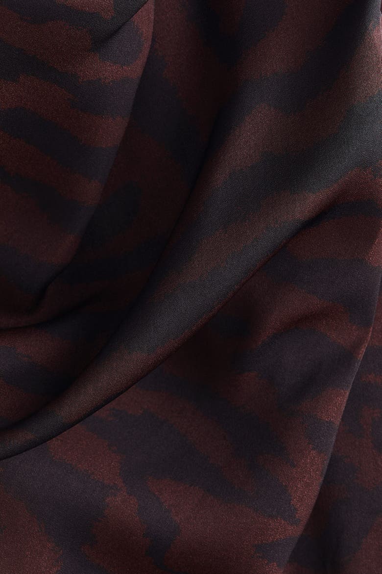 Flared-skirt Cowl-neck Dress, Alternate, color, Dark brown/zebra print