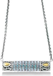 SAMUEL B. Sterling Silver & 18K Gold Pavé Blue Topaz Pendant Necklace