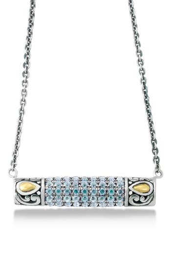 Samuel B. Sterling Silver & 18k Gold Pavé Blue Topaz Pendant Necklace In Blue