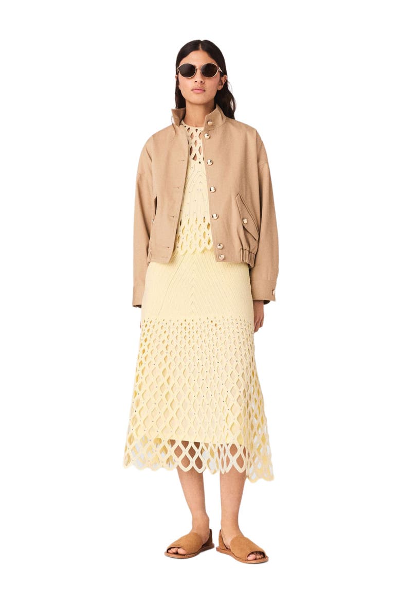 Crochet skirt with removable lining, Main, color, Pale yellow