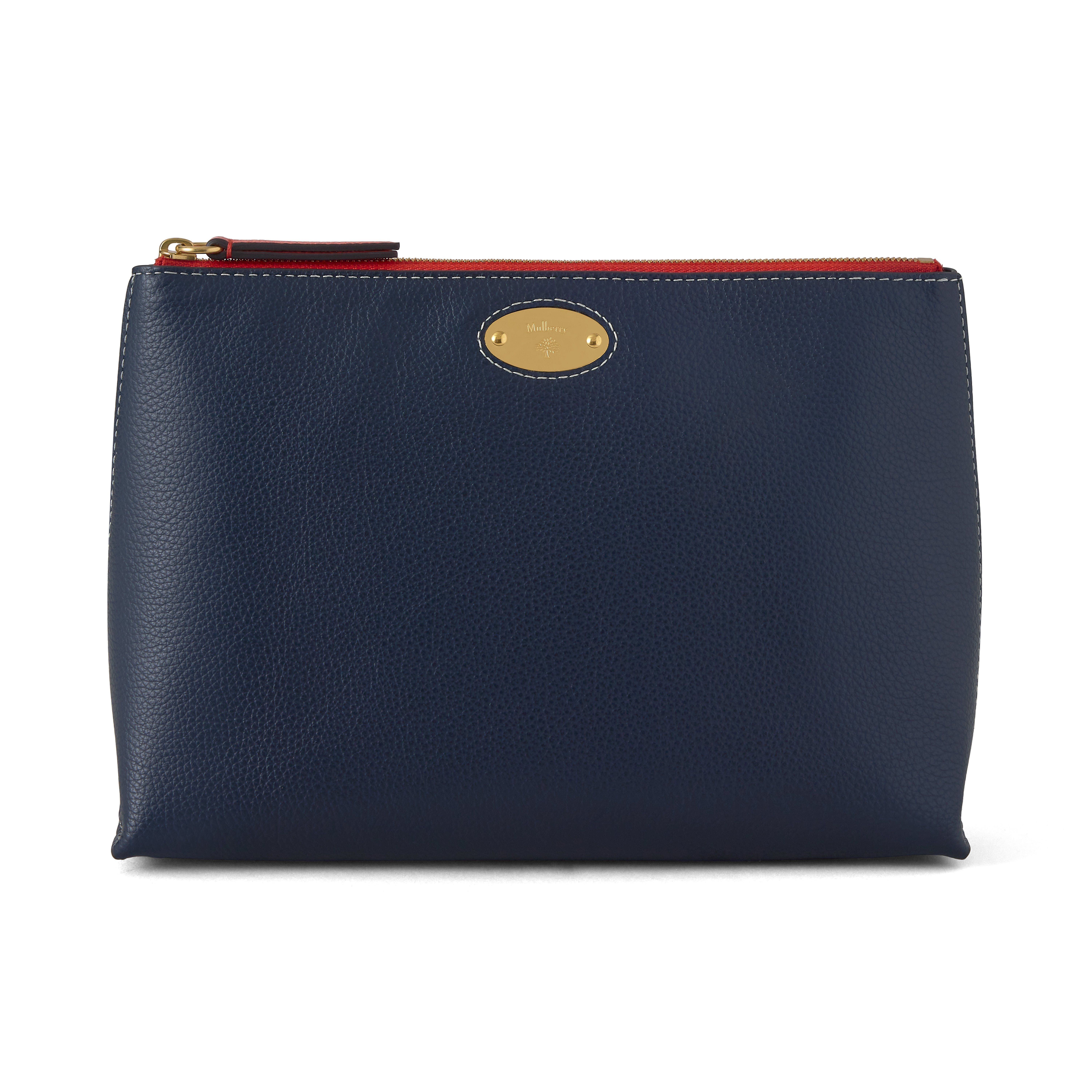 Mulberry Plaque Cosmetic Pouch in Night Sky-Coral Orange at Nordstrom