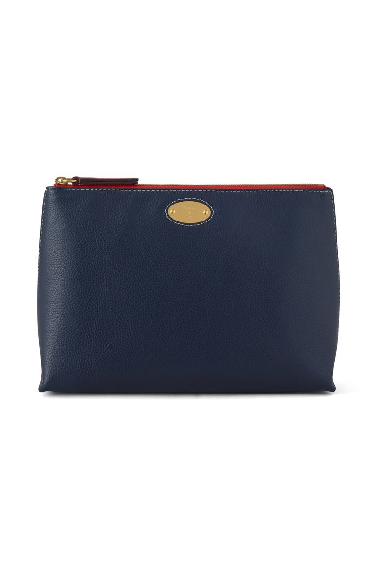 Plaque Cosmetic Pouch, Main, color, Night Sky-Coral Orange