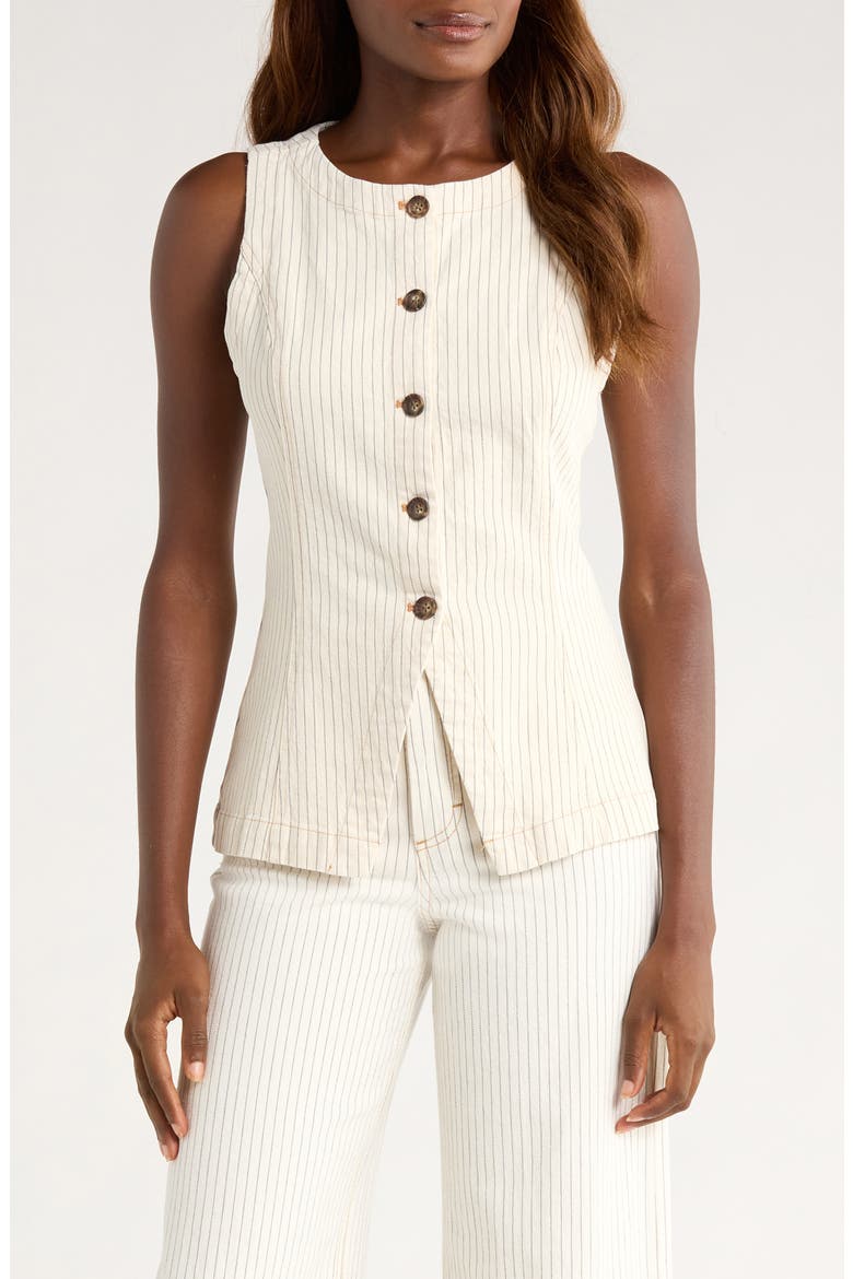 Charlie Stripe Cutaway Vest, Main, color, TICKING STRIPE