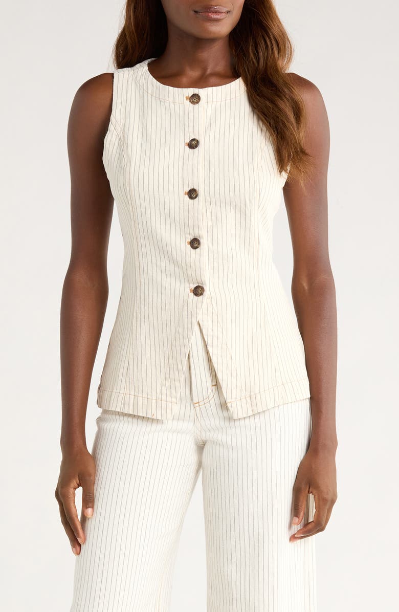 Marine Layer Charlie Stripe Cutaway Vest, Main, color, Ticking Stripe