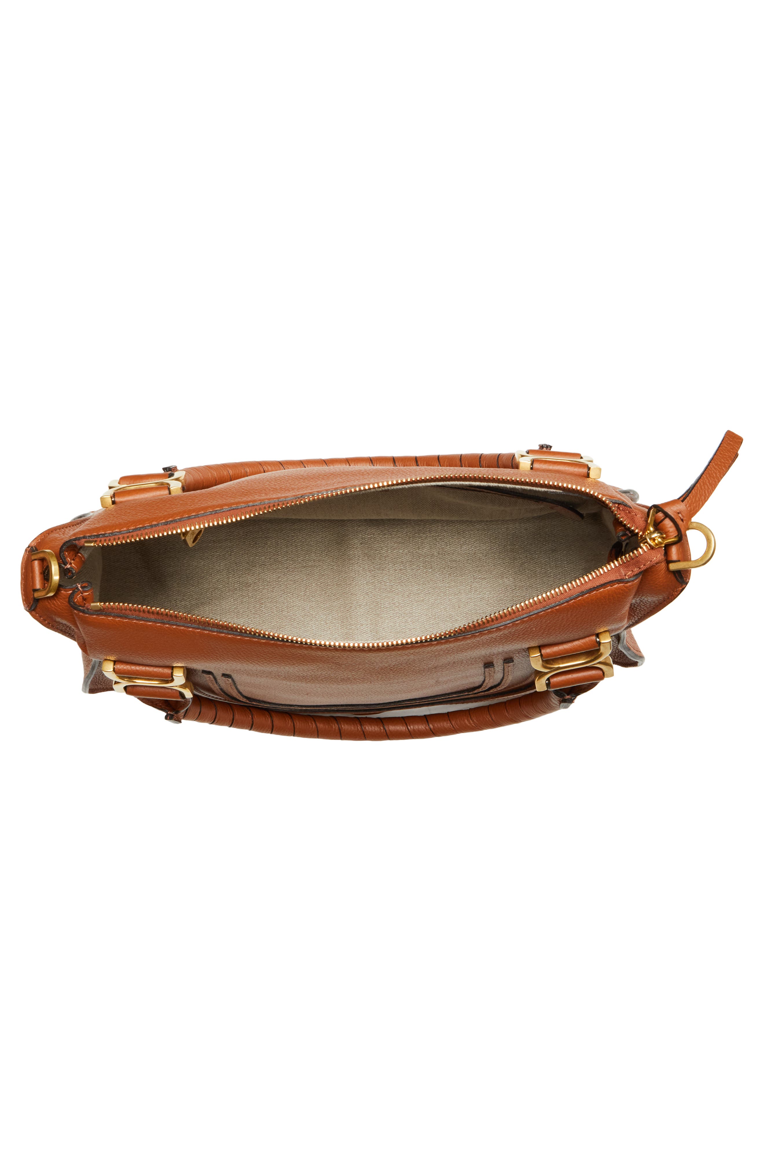 Chloé Medium Marcie Leather Satchel, Alternate, color, Tan