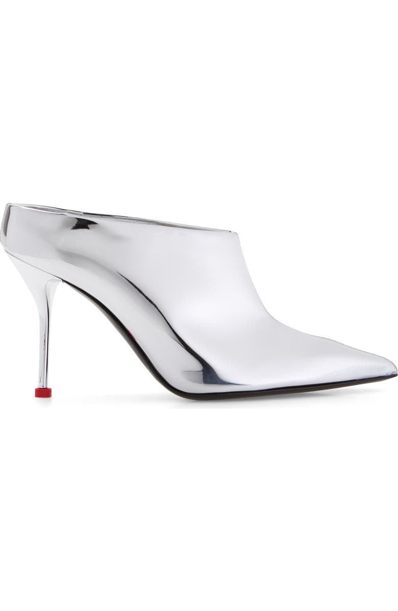 McQueen Thorn Pointed Toe Mule, Alternate, color, Silver