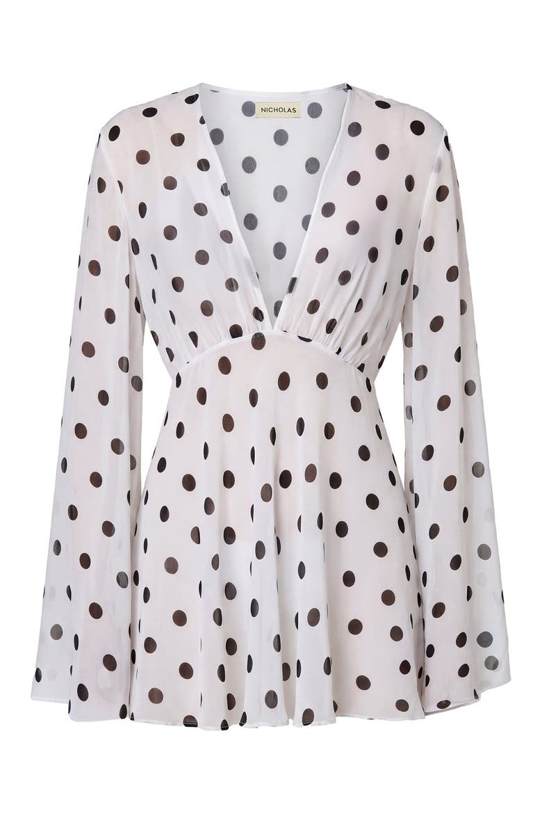 Nerissa Dress, Alternate, color, Ivory / Black Polka Dot