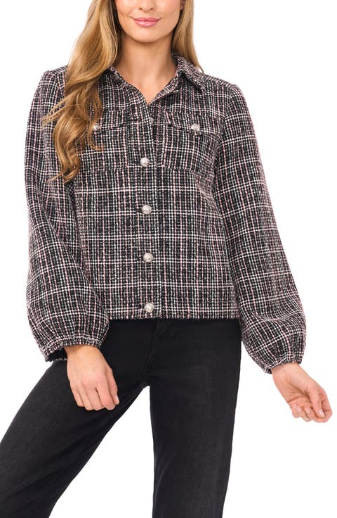 Balloon Sleeve Tweed Jacket