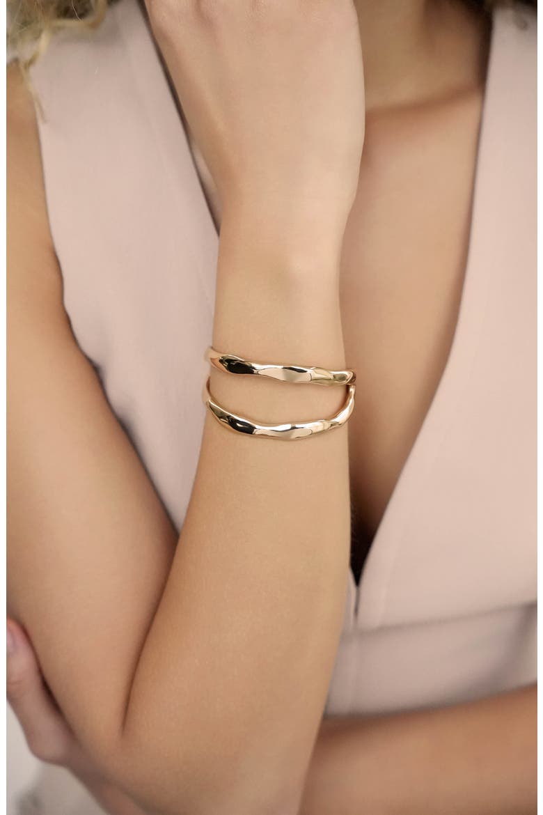 Double Open Cuff Bracelet, Alternate, color, GOLD