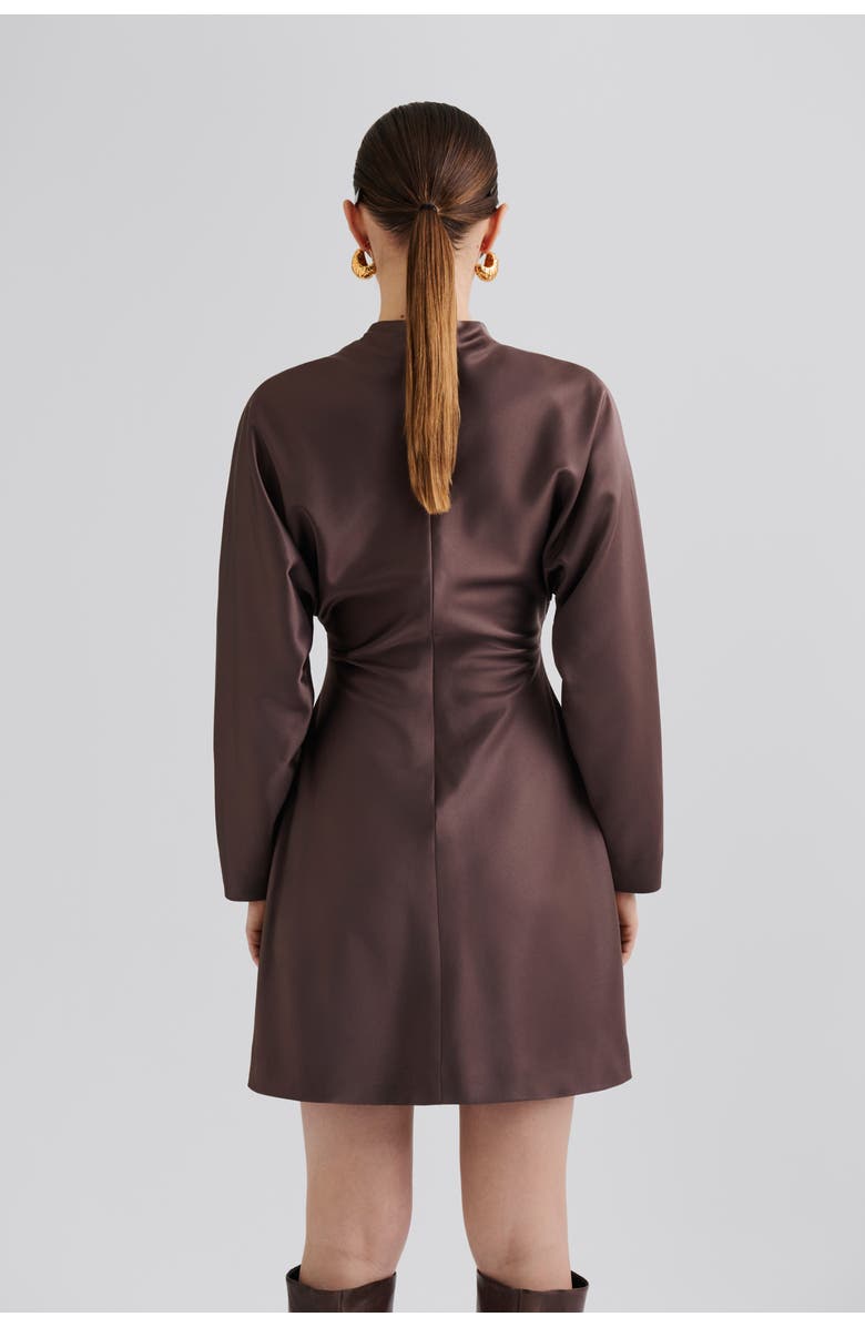 Malina Zora Barrel Long Sleeve Mini Dress, Alternate, color, Chocolate