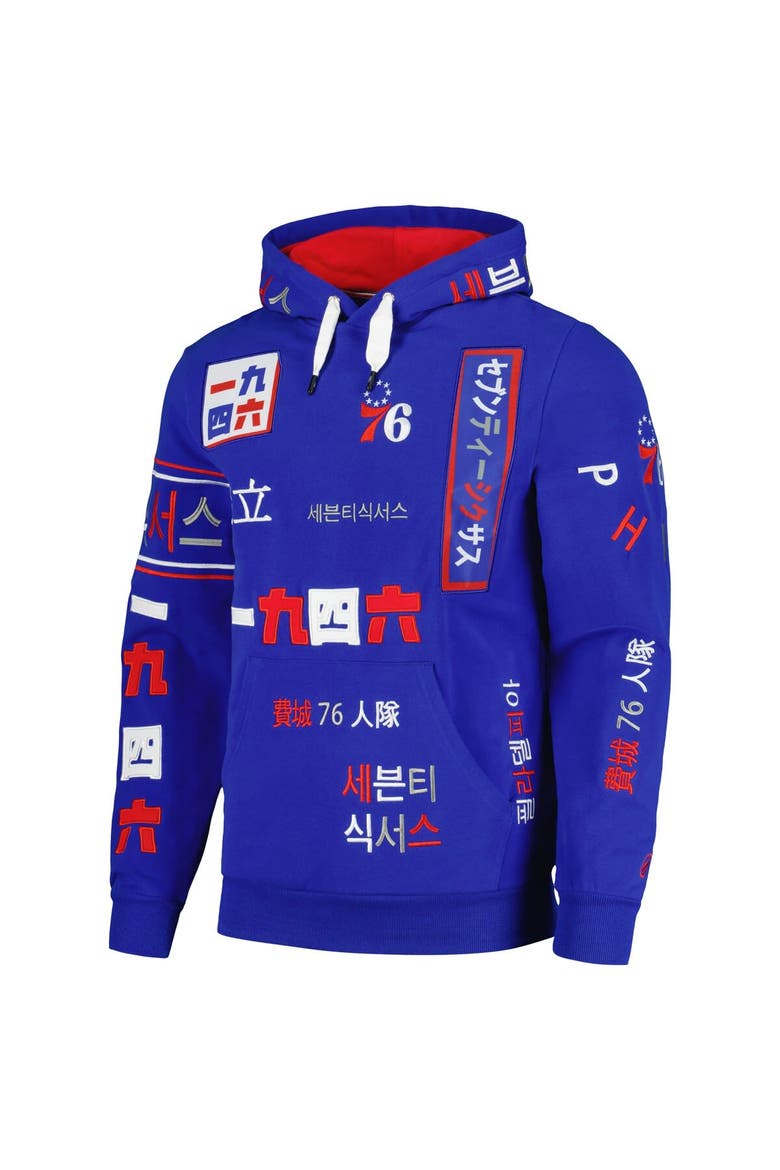 Unisex FISLL Royal Philadelphia 76ers Multi-Language Pullover Hoodie, Alternate, color, Royal