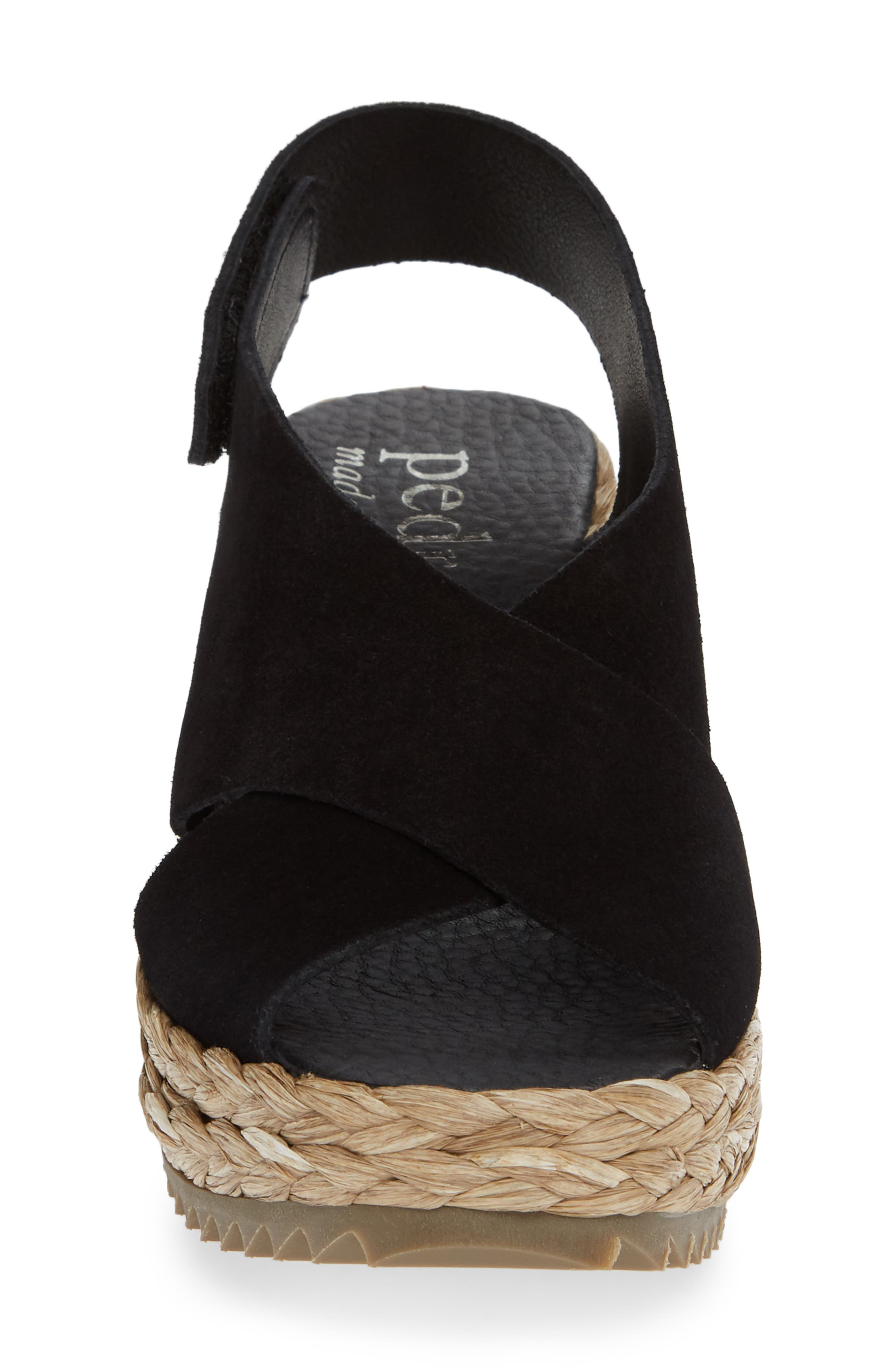 'Federica' Wedge Sandal, Alternate, color, BLACK CASTORO/ RAFFIA