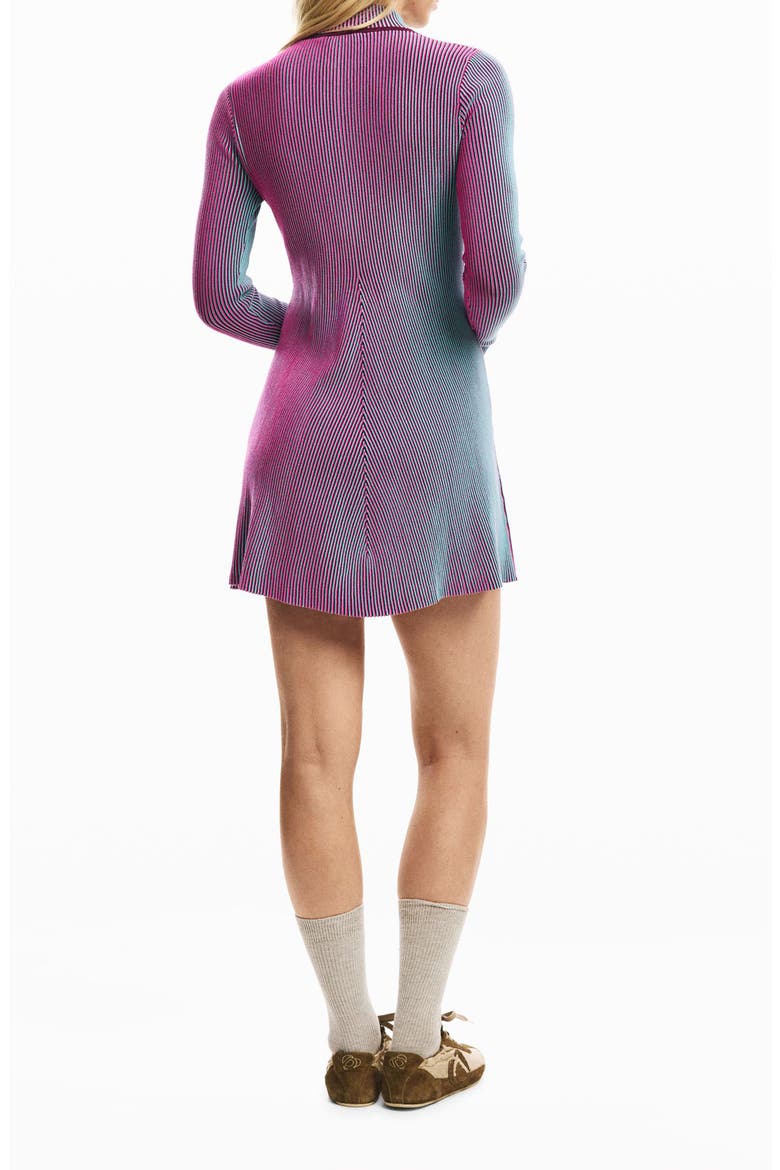 Long Sleeve Rib Half Zip Minidress, Alternate, color, PURPLE