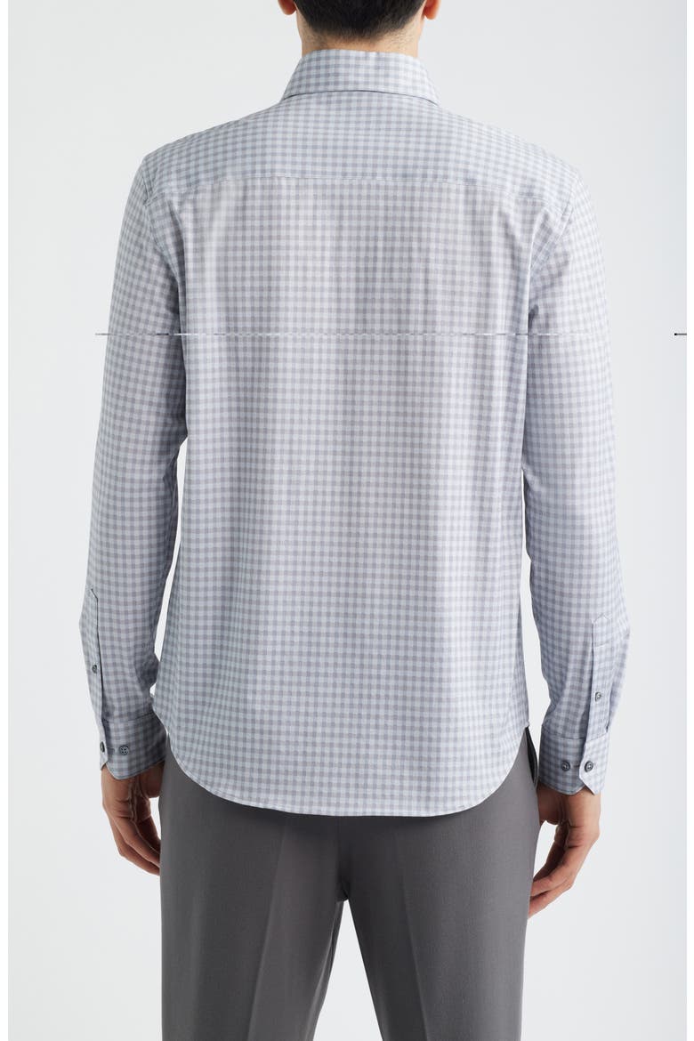 Devon OoohCotton® Gingham Check Button-Up Shirt, Alternate, color, PLATINUM