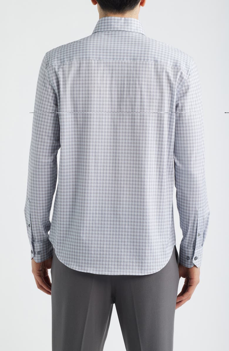 Bugatchi Devon OoohCotton<sup>®</sup> Gingham Check Button-Up Shirt, Alternate, color, Platinum