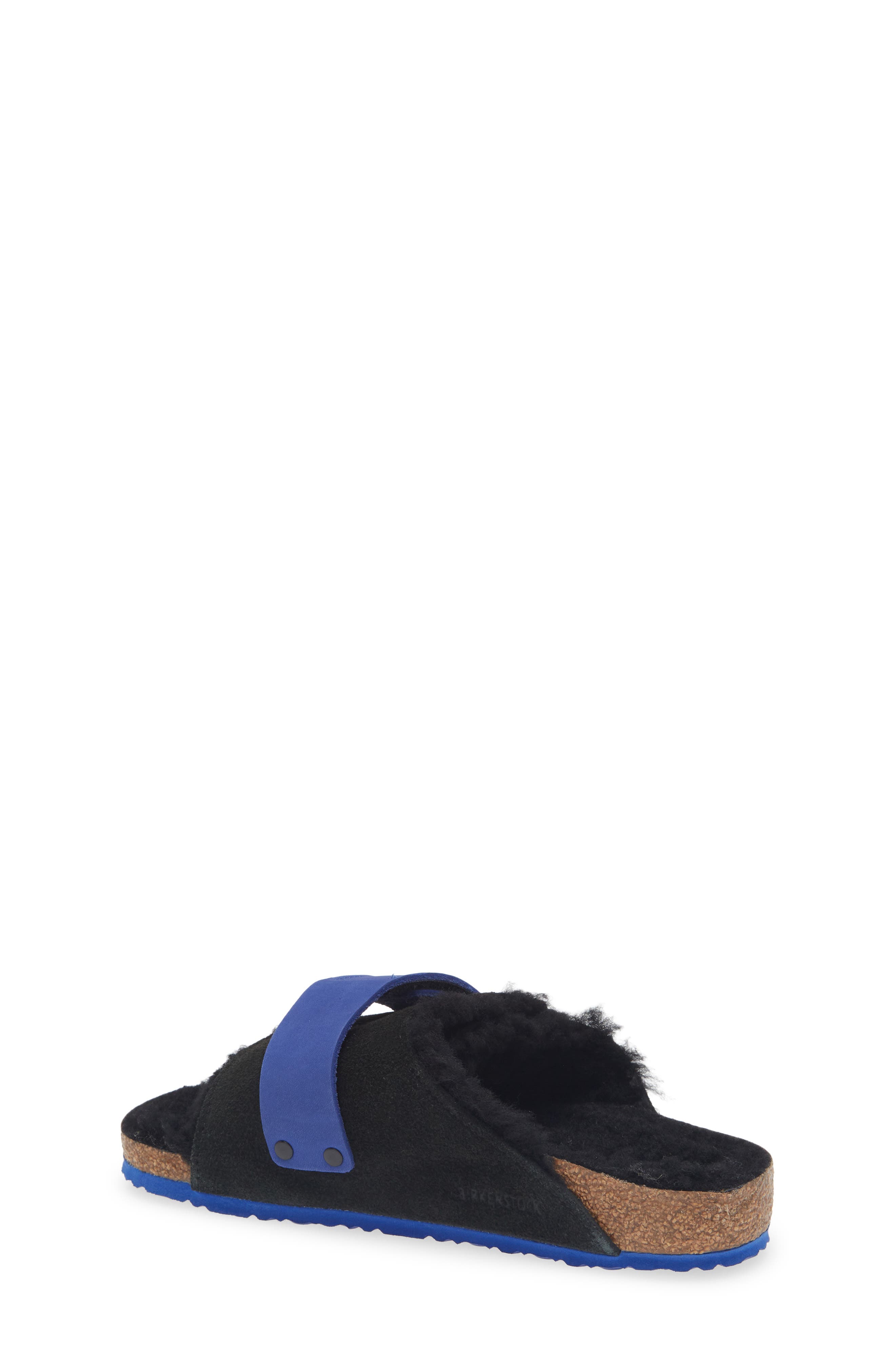 Birkenstock Kids' Kyoto Genuine Shearling Lined Slide Sandal, Alternate, color, Black