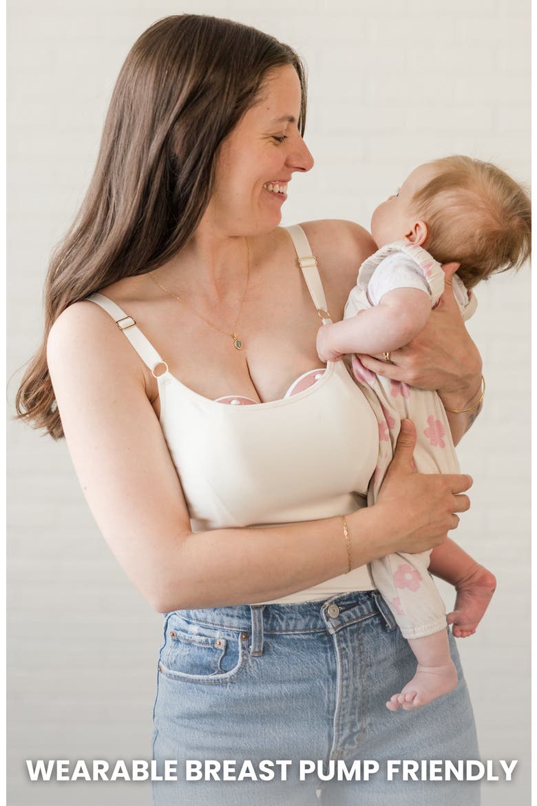 Busty Size Amelia Maternity, Nursing and Pumping Tank Top, Alternate, color, Cream