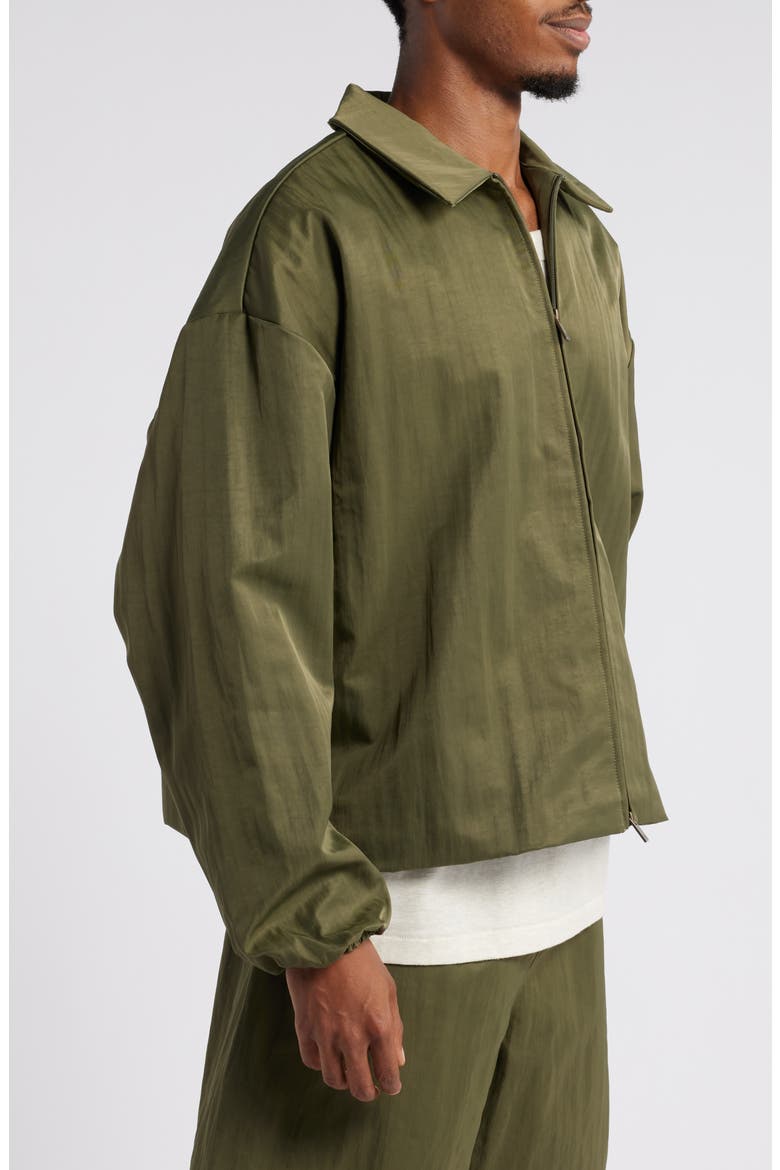 Gender Inclusive Embroidered Logo Textured Nylon Jacket, Alternate, color, MILITARY
