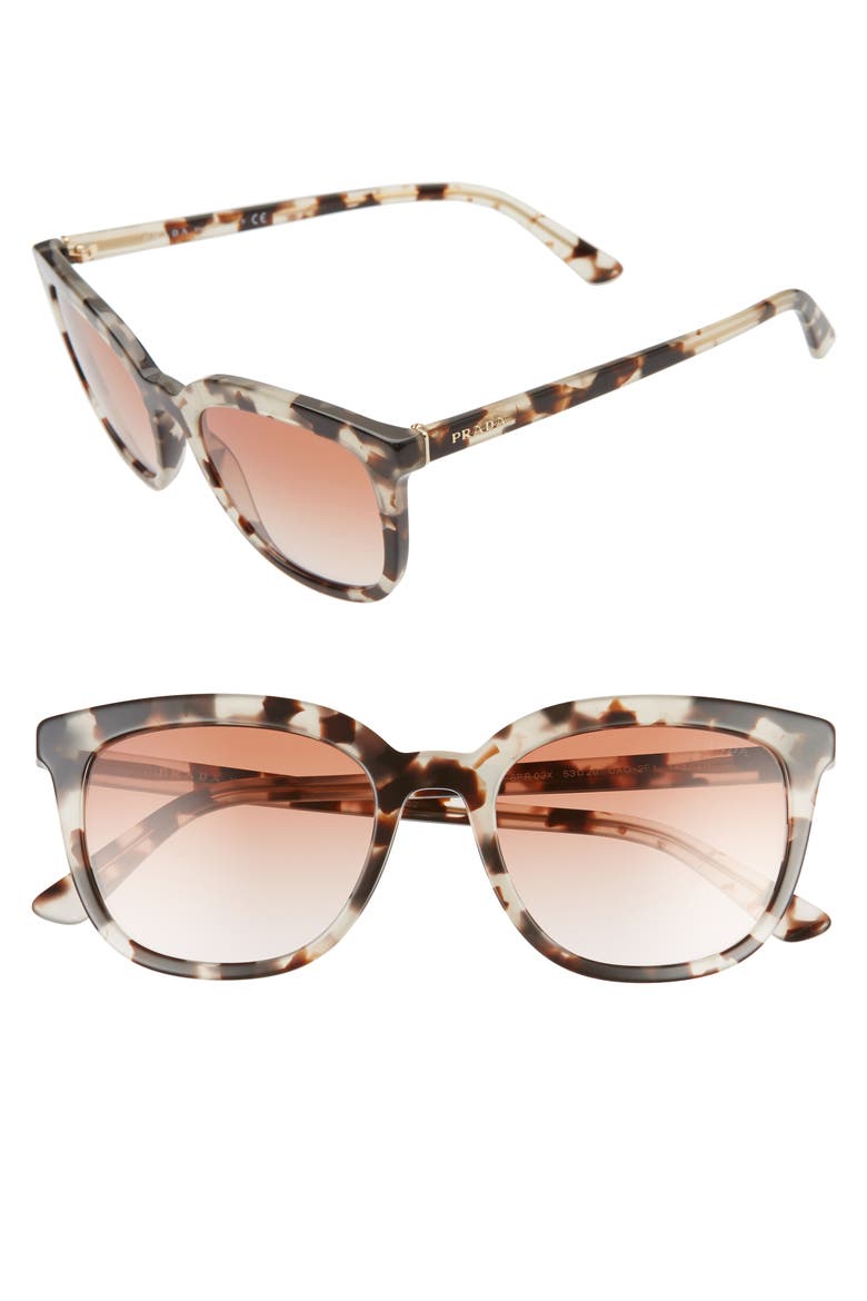 53mm Cat Eye Sunglasses, Main, color, BROWN IVORY/ PINK GRADIENT