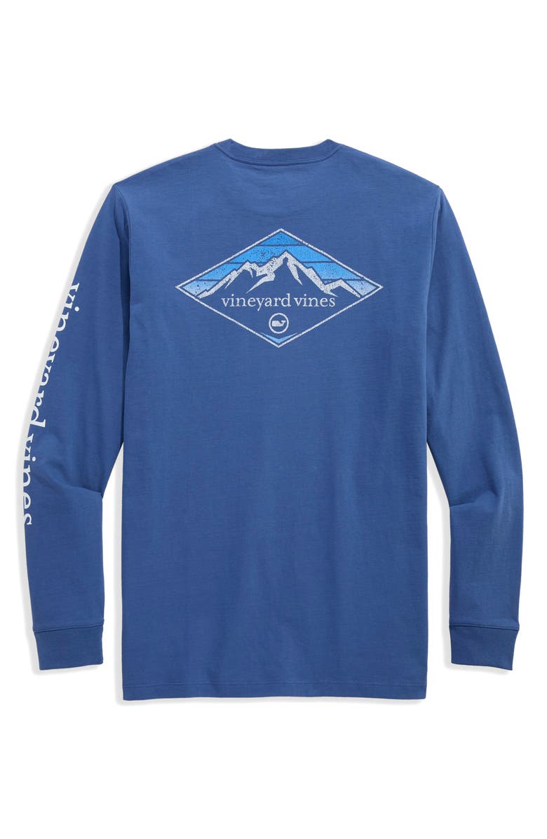 vineyard vines Winter Scene Long Sleeve Cotton Graphic Pocket T-Shirt, Alternate, color, Moonshine