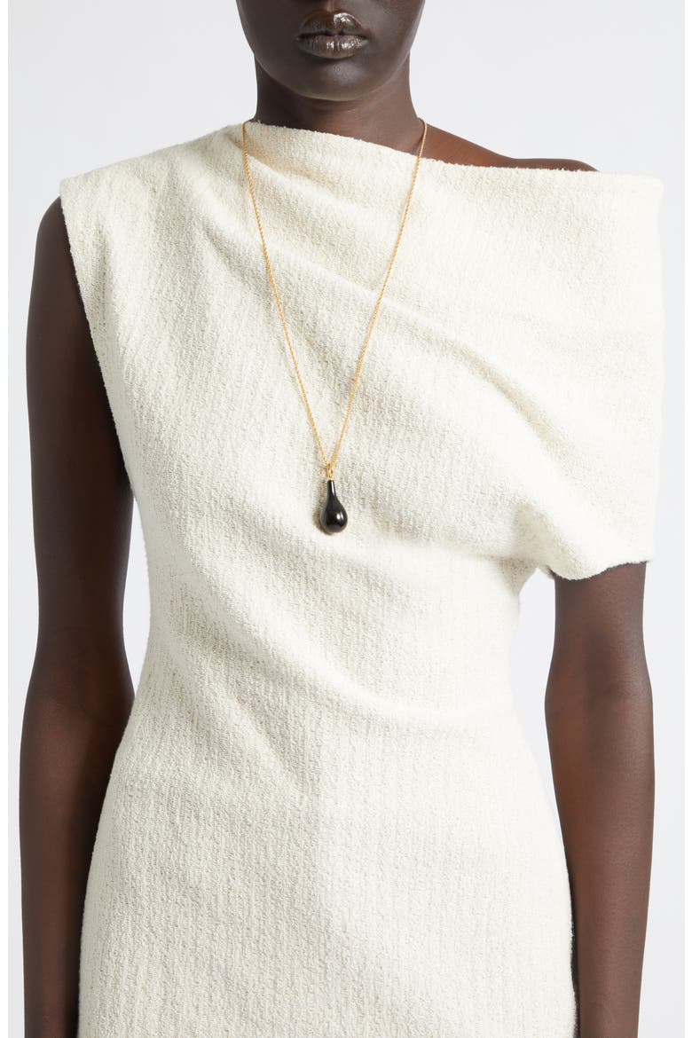 Medium Onyx Drop Necklace, Alternate, color, BLACK/ GOLD