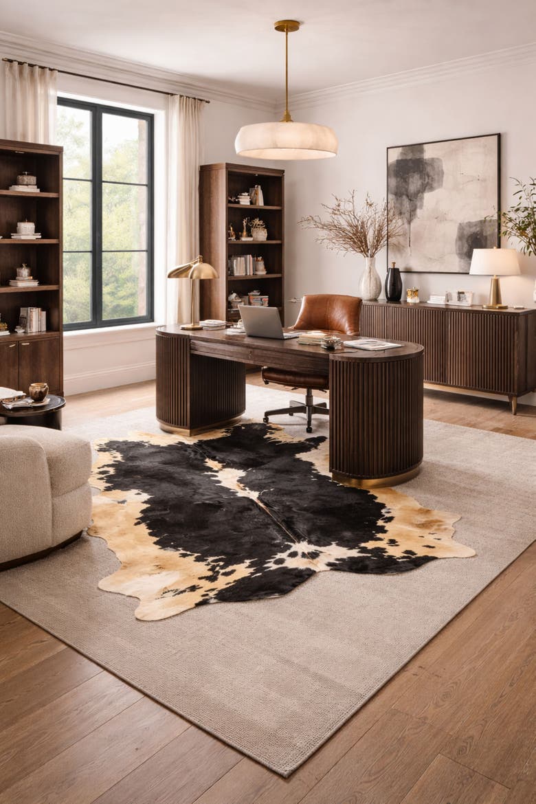 Eco Hides RH Rugs Audrey Black and white Cowhide Rug 8'6" × 6'11", Alternate, color, Black and White