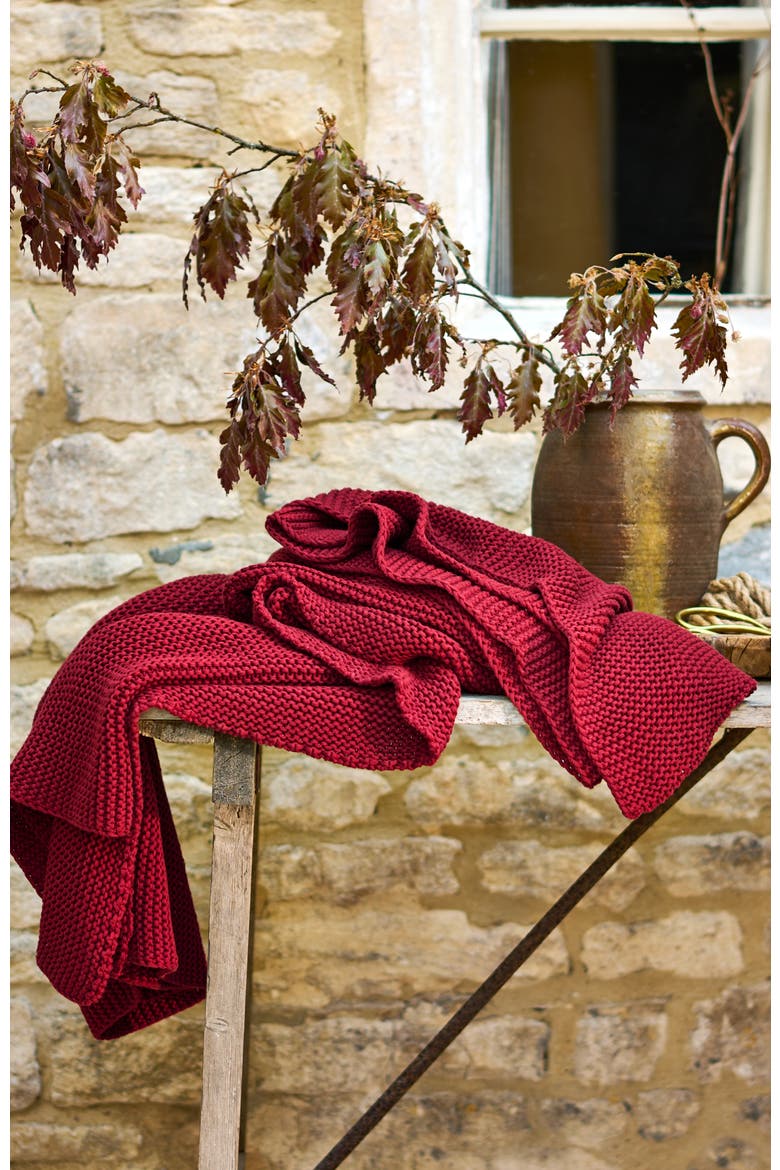 Oslo Chunky Knit Super Soft Cotton Throw, Alternate, color, Red