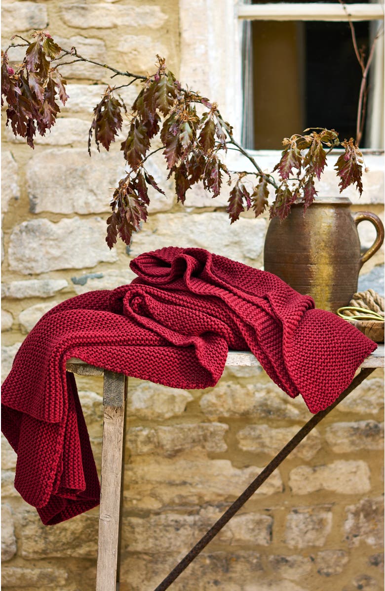 CHRISTY Oslo Chunky Knit Super Soft Cotton Throw, Alternate, color, Red