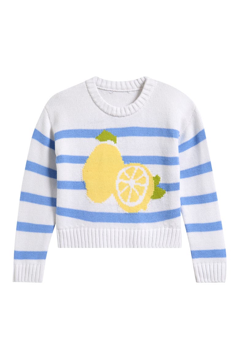 Kids' Stripe Lemon Graphic Cotton Blend Sweater, Main, color, BLUESTRIPE CB