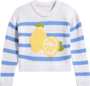 Freshman Kids' Stripe Lemon Graphic Cotton Blend Sweater