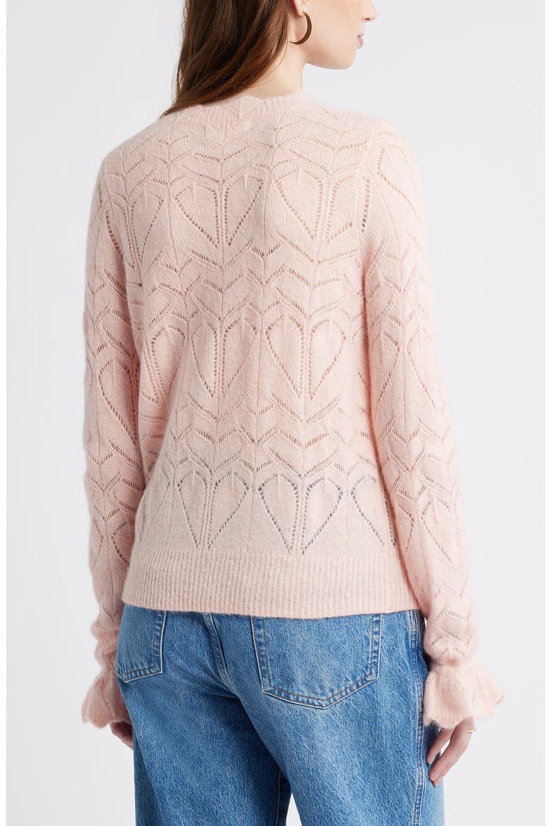 Pointelle Scallop Neck Sweater, Alternate, color, PINK LOTUS