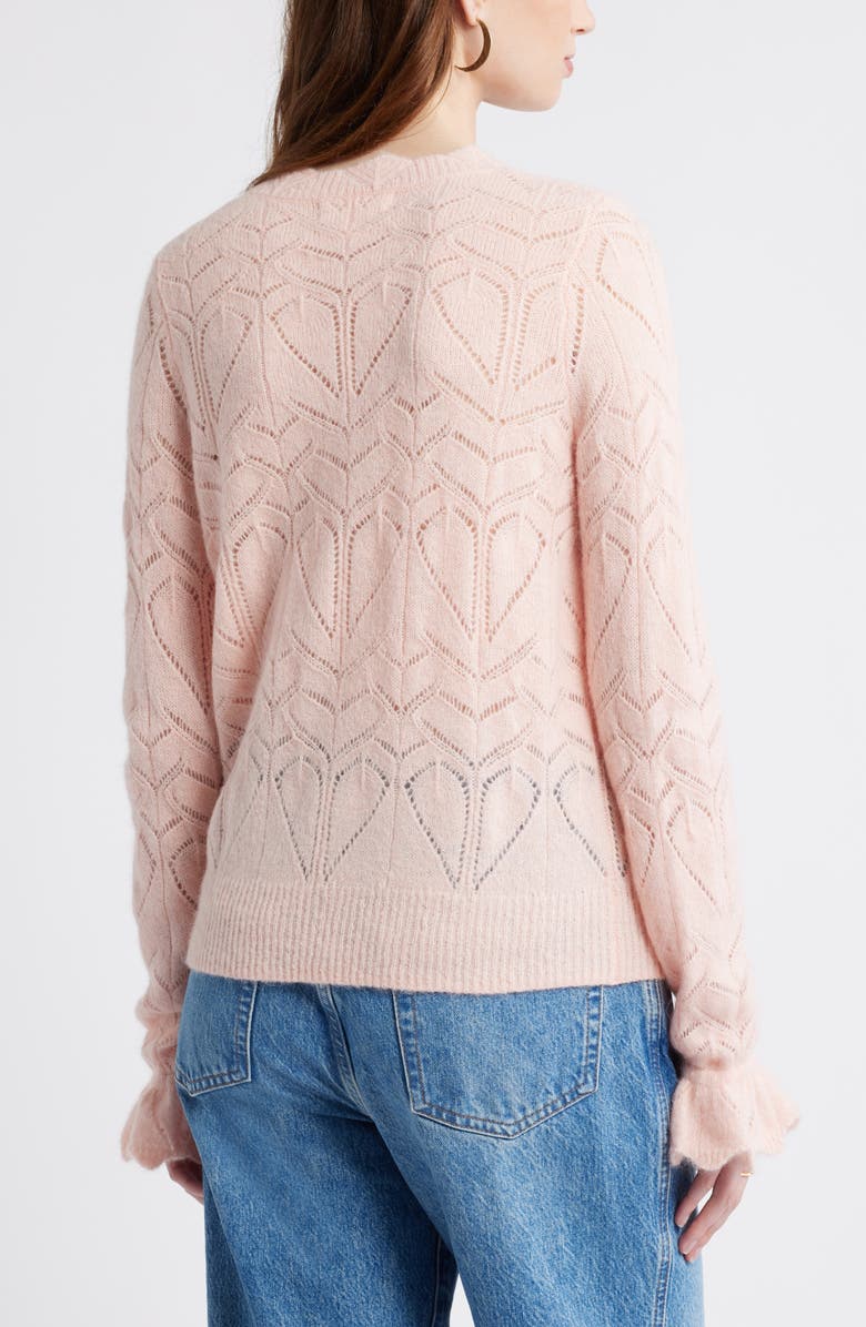 Treasure & Bond Pointelle Scallop Neck Sweater, Alternate, color, Pink Lotus