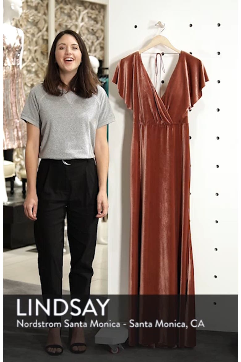 Ellis Flutter Sleeve Stretch Velvet Gown video
