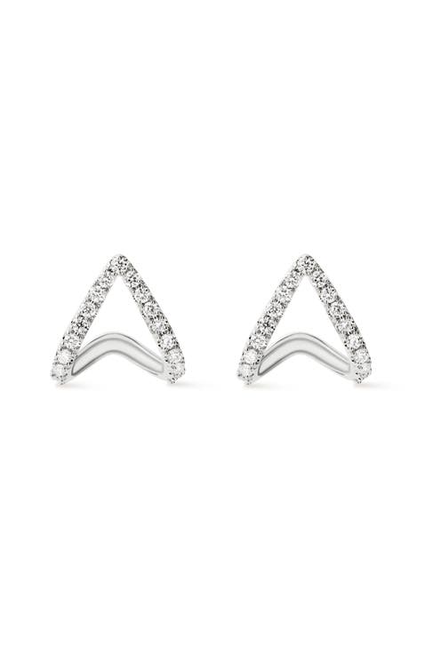 Solid White Gold - Diamond Velora Huggie Studs