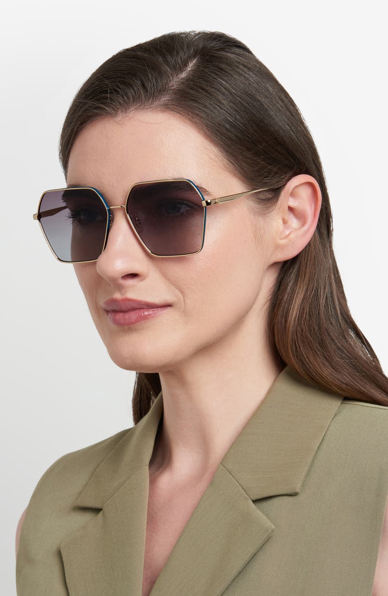 Carrera Eyewear 60mm Gradient Rectangular Sunglasses, Alternate, color, Gold Teal/ Dark Grey