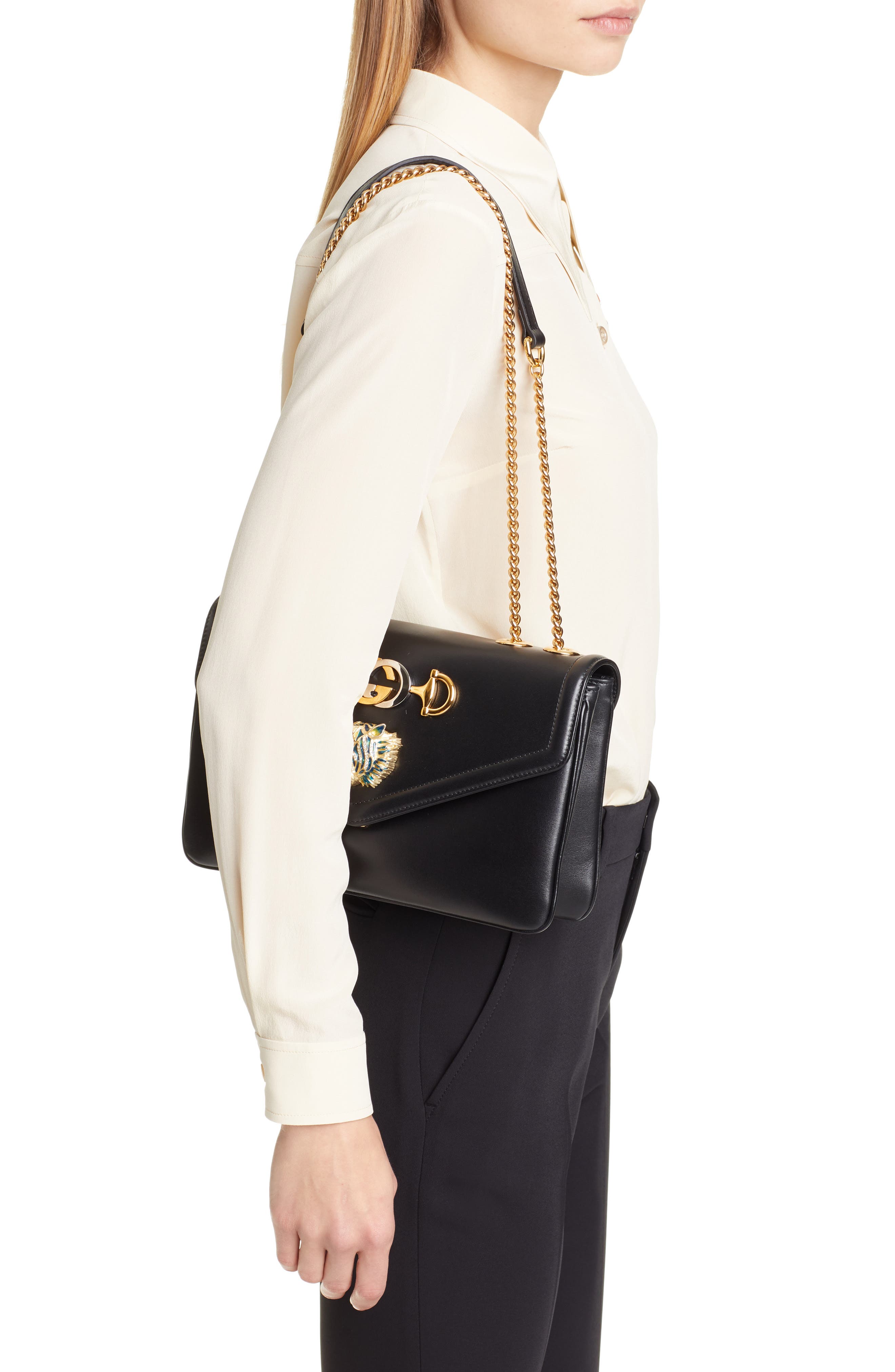 Gucci Medium Rajah Leather Shoulder Bag, Alternate, color, 