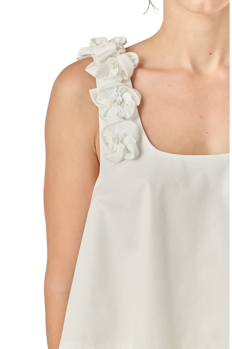 3D Flower Sleeveless Top, Alternate, color, WHITE